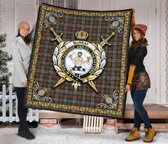 Murray of Atholl Weathered Tartan Crest Premium Quilt - Celtic Thistle Style