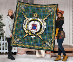 Ogilvie Hunting Ancient Tartan Crest Premium Quilt - Celtic Thistle Style