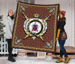 Ogilvie Tartan Crest Premium Quilt - Celtic Thistle Style