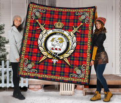 Ruthven Modern Tartan Crest Premium Quilt - Celtic Thistle Style