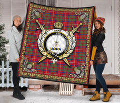 Shaw Red Modern Tartan Crest Premium Quilt - Celtic Thistle Style