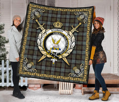 Stewart Old Weathered Tartan Crest Premium Quilt - Celtic Thistle Style