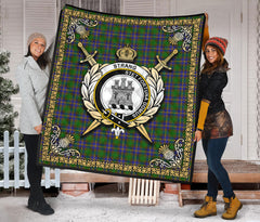 Strang (or Strange) Tartan Crest Premium Quilt - Celtic Thistle Style