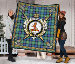 Sutherland Old Ancient Tartan Crest Premium Quilt - Celtic Thistle Style