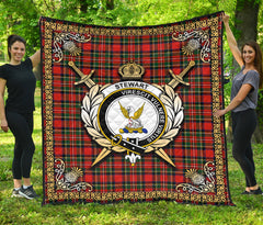 Stewart Royal Modern Tartan Crest Premium Quilt - Celtic Thistle Style