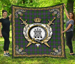 Strang (or Strange) Tartan Crest Premium Quilt - Celtic Thistle Style