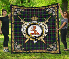 Sutherland Modern Tartan Crest Premium Quilt - Celtic Thistle Style