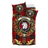 Ramsay Red Tartan Crest Bedding Set - Golden Thistle Style