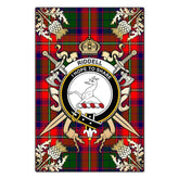 Riddell Tartan Crest Black Garden Flag - Gold Thistle Style