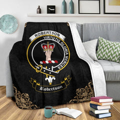 Robertson Crest Tartan Premium Blanket Black