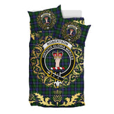 Robertson Hunting 01 Tartan Crest Bedding Set - Golden Thistle Style