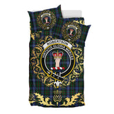 Robertson Hunting 02 Tartan Crest Bedding Set - Golden Thistle Style