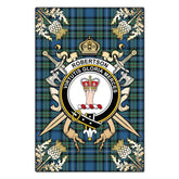 Robertson Hunting Ancient Tartan Crest Black Garden Flag - Gold Thistle Style