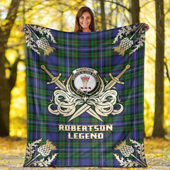Robertson Hunting Modern Tartan Gold Courage Symbol Blanket