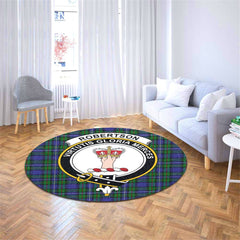 Robertson Hunting Modern Tartan Crest Round Rug