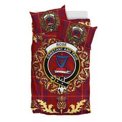 Rose Tartan Crest Bedding Set - Golden Thistle Style