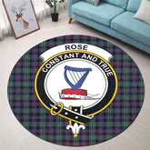 Rose Hunting Modern Tartan Crest Round Rug