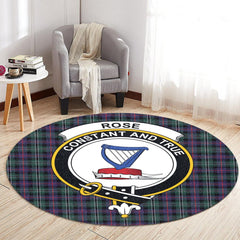 Rose Hunting Modern Tartan Crest Round Rug