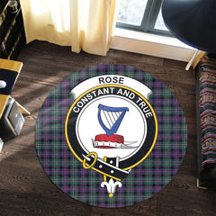 Rose Hunting Modern Tartan Crest Round Rug