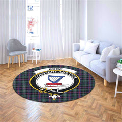 Rose Hunting Modern Tartan Crest Round Rug