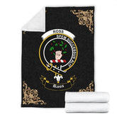Ross Crest Tartan Premium Blanket Black