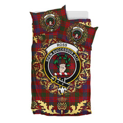 Ross 08 Tartan Crest Bedding Set - Golden Thistle Style