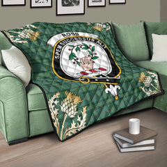 Ross Hunting Ancient Tartan Crest Premium Quilt - Gold Thistle Style