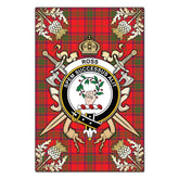 Ross Modern Tartan Crest Black Garden Flag - Gold Thistle Style