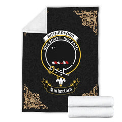 Rutherford Crest Tartan Premium Blanket Black