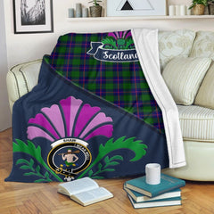 Schaw (of Sauchie) Tartan Crest Premium Blanket - Thistle Style