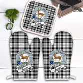 Scott Black White Modern Tartan Crest Oven Mitt And Pot Holder (2 Oven Mitts + 1 Pot Holder)