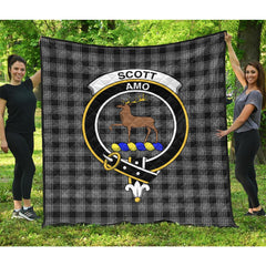 Scott Black and White Tartan Crest Quilt