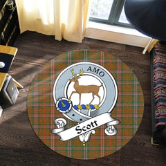 Scott Brown Modern Tartan Crest Round Rug