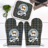 Scott Green Modern Tartan Crest Oven Mitt And Pot Holder (2 Oven Mitts + 1 Pot Holder)