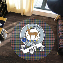 Scott Green Modern Tartan Crest Round Rug