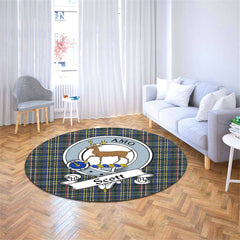 Scott Green Modern Tartan Crest Round Rug