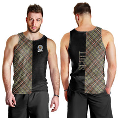Scott Green Weathered Tartan Crest Men's Tank Top - Cross Style