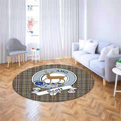 Scott Green Weathered Tartan Crest Round Rug