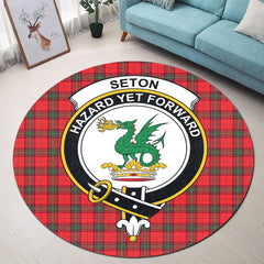 Seton Modern Tartan Crest Round Rug