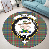 Shaw Green Modern Tartan Crest Round Rug