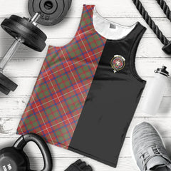 Shaw Red Modern Tartan Crest Men's Tank Top - Cross Style