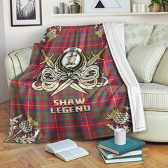 Shaw Red Modern Tartan Gold Courage Symbol Blanket