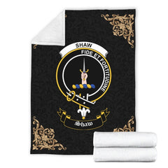 Shaw (of Tordarroch) Crest Tartan Premium Blanket Black