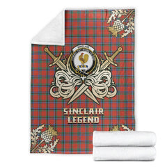 Sinclair Ancient Tartan Gold Courage Symbol Blanket
