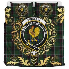 Sinclair Hunting 01 Tartan Crest Bedding Set - Golden Thistle Style