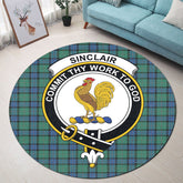 Sinclair Hunting Ancient Tartan Crest Round Rug