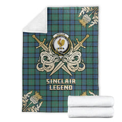Sinclair Hunting Ancient Tartan Gold Courage Symbol Blanket