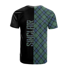 Sinclair Hunting Ancient Tartan T-Shirt Half of Me - Cross Style