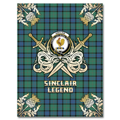 Sinclair Hunting Ancient Tartan Gold Courage Symbol Blanket