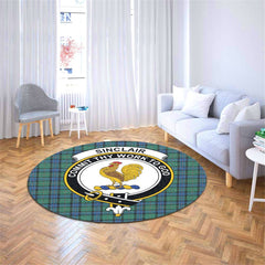 Sinclair Hunting Ancient Tartan Crest Round Rug